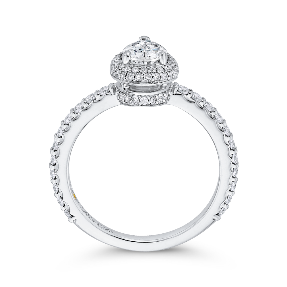 Pear Cut Diamond Halo Engagement Ring in 14K White Gold