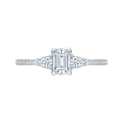 Emerald Cut Diamond Engagement Ring In 14K White Gold