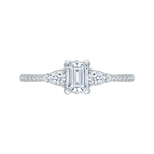 Emerald Cut Diamond Engagement Ring In 14K White Gold