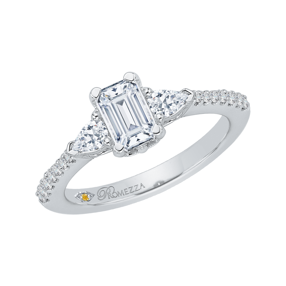 Emerald Cut Diamond Engagement Ring In 14K White Gold