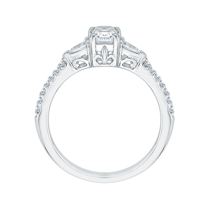 Emerald Cut Diamond Engagement Ring In 14K White Gold