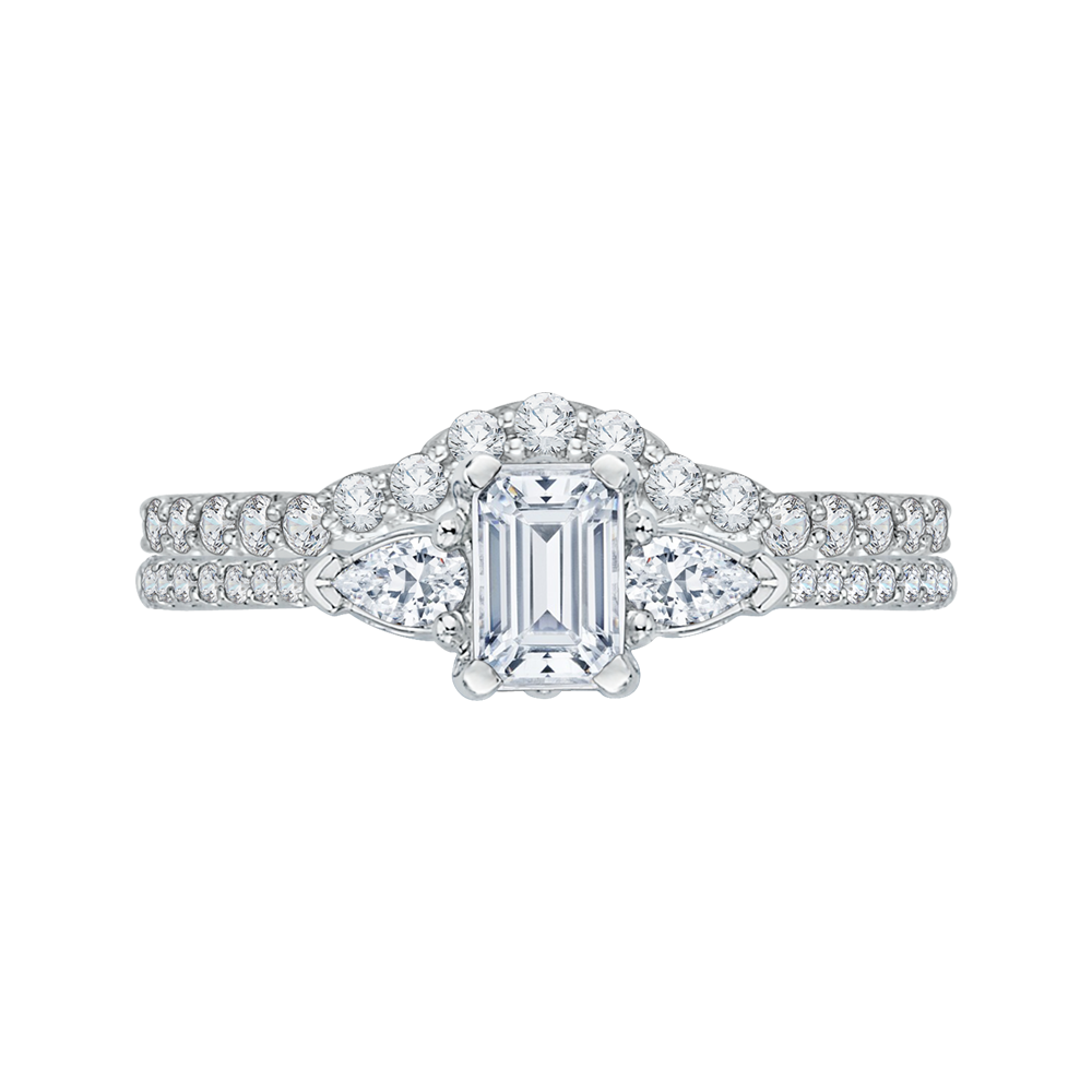 Emerald Cut Diamond Engagement Ring In 14K White Gold