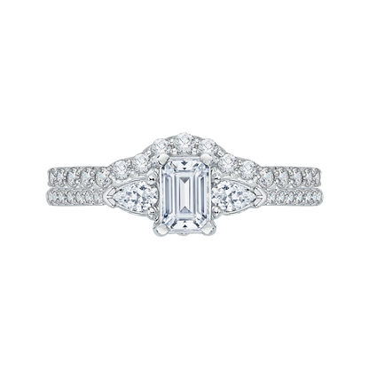 Emerald Cut Diamond Engagement Ring In 14K White Gold