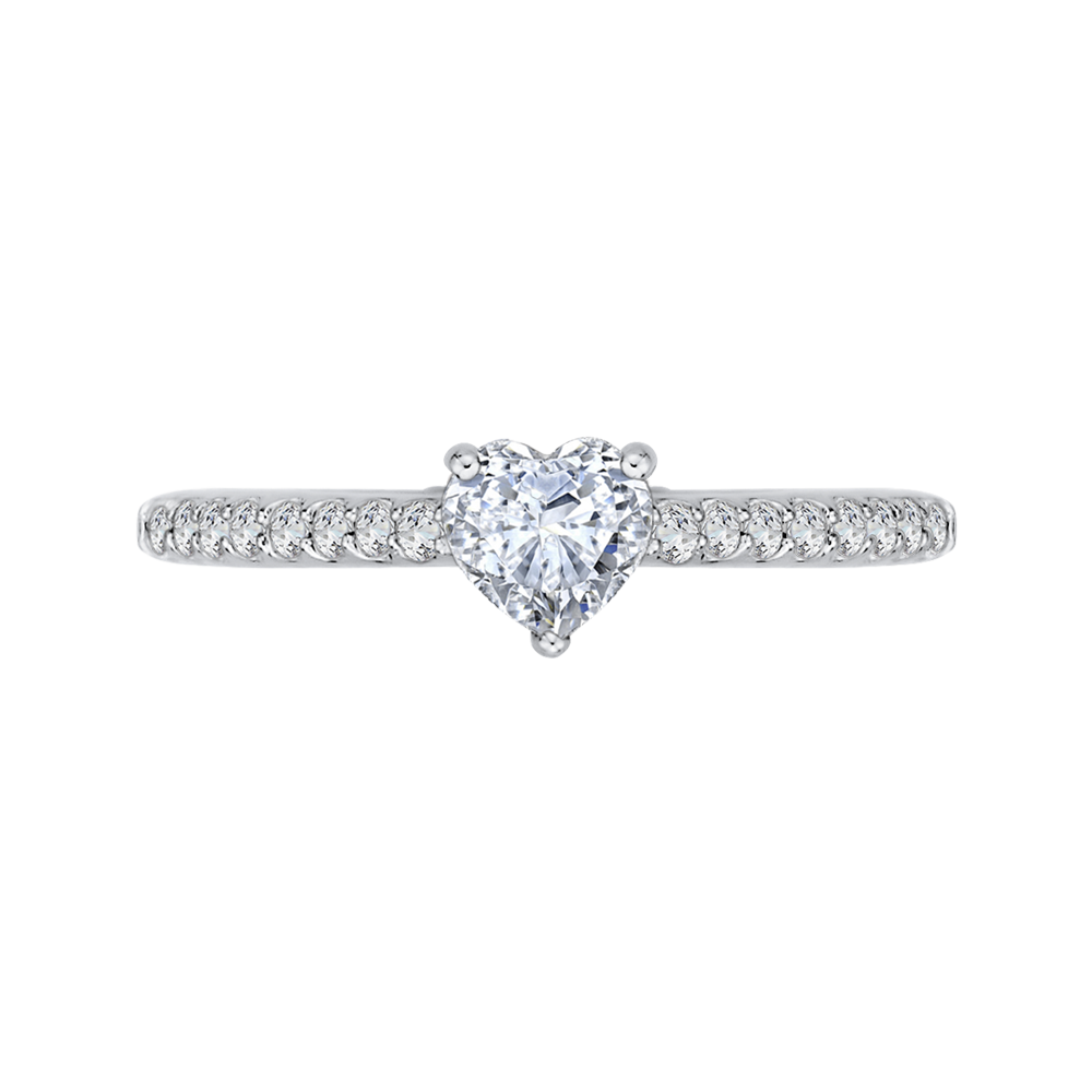 Heart Diamond Vintage Engagement Ring in 14K White Gold