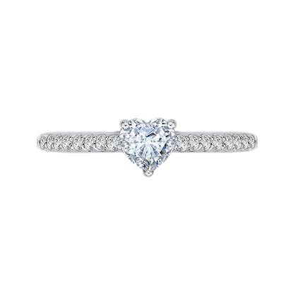 Heart Diamond Vintage Engagement Ring in 14K White Gold