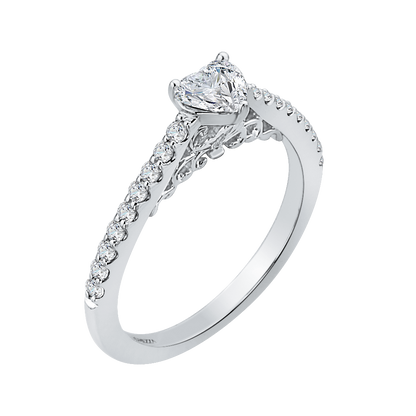 Heart Diamond Vintage Engagement Ring in 14K White Gold