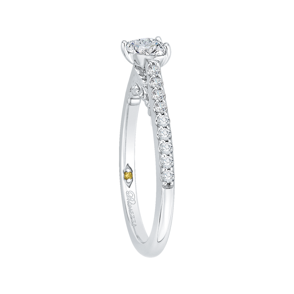 Heart Diamond Vintage Engagement Ring in 14K White Gold