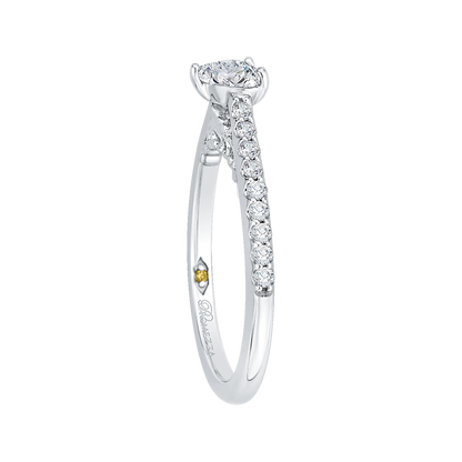 Heart Diamond Vintage Engagement Ring in 14K White Gold