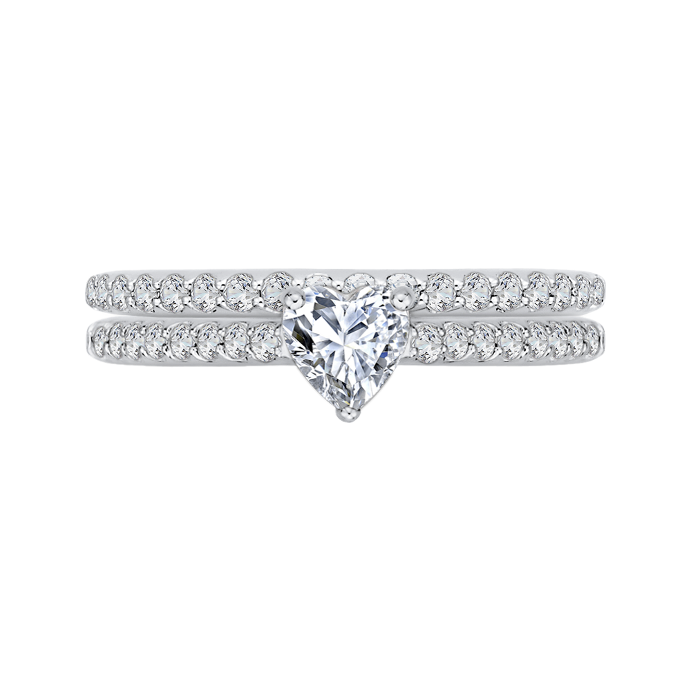 Heart Diamond Vintage Engagement Ring in 14K White Gold