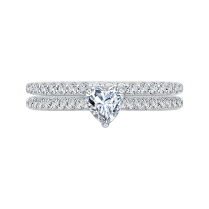 Heart Diamond Vintage Engagement Ring in 14K White Gold