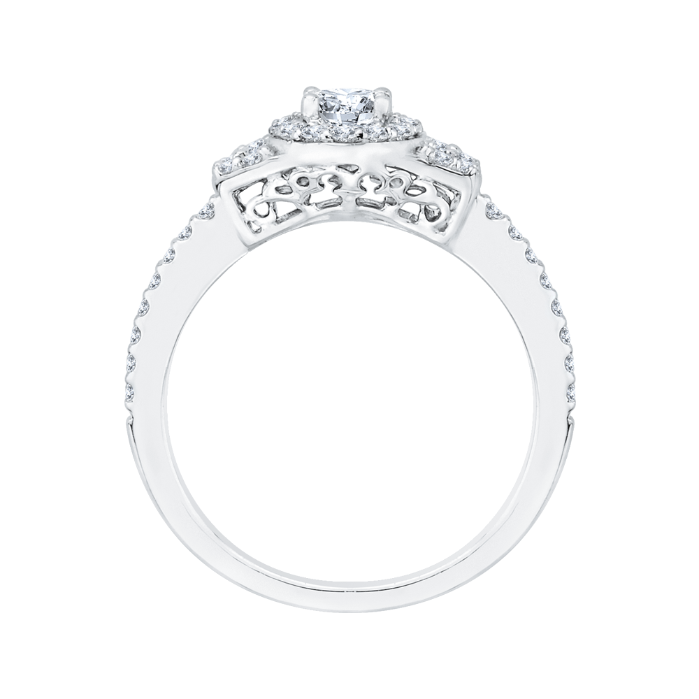 Oval Cut Diamond Halo Engagement Ring in 14K White Gold