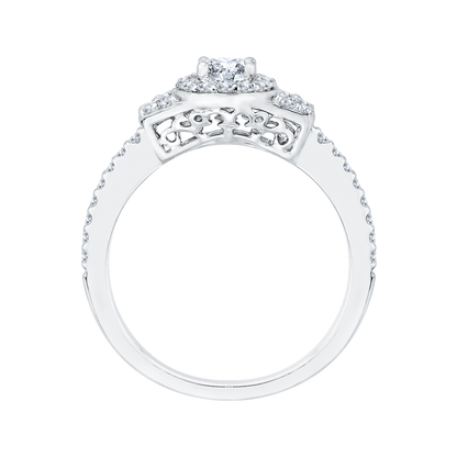 Oval Cut Diamond Halo Engagement Ring in 14K White Gold