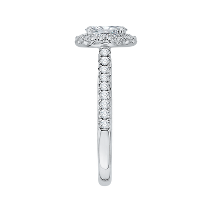Oval Diamond Halo Engagement Ring In 14K White Gold