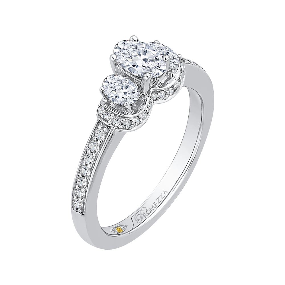 Oval Cut Diamond Three-Stone Engagement Ring in 14K White Gold