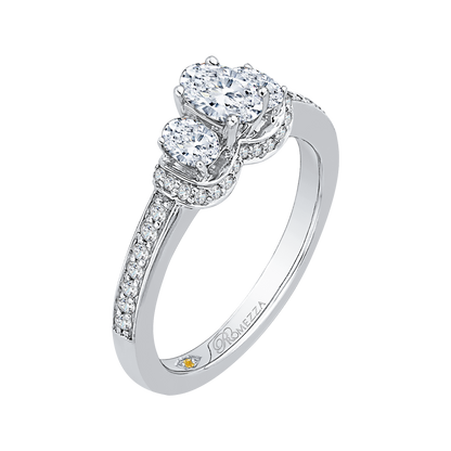 Oval Cut Diamond Three-Stone Engagement Ring in 14K White Gold