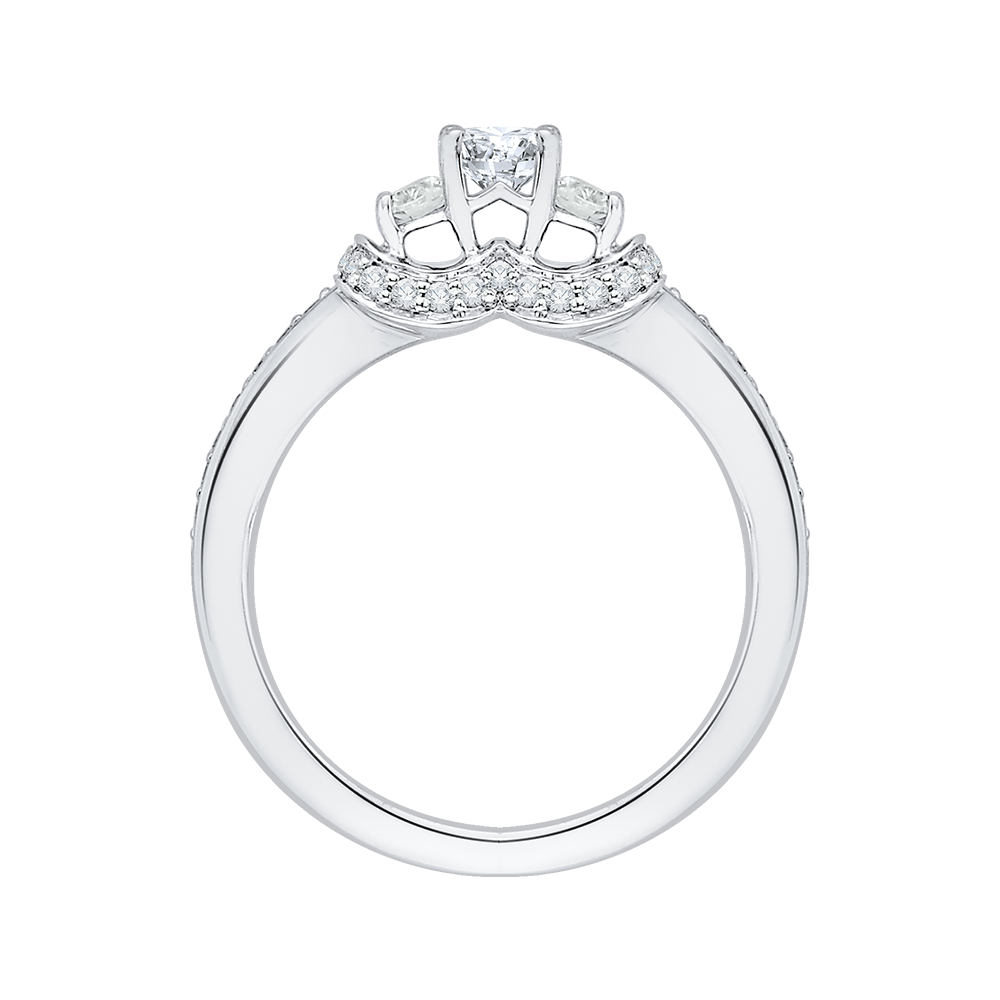 Oval Cut Diamond Three-Stone Engagement Ring in 14K White Gold