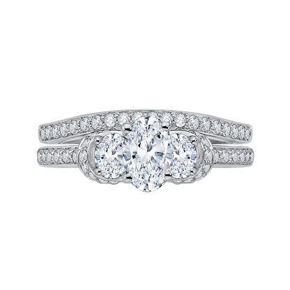 Oval Cut Diamond Three-Stone Engagement Ring in 14K White Gold