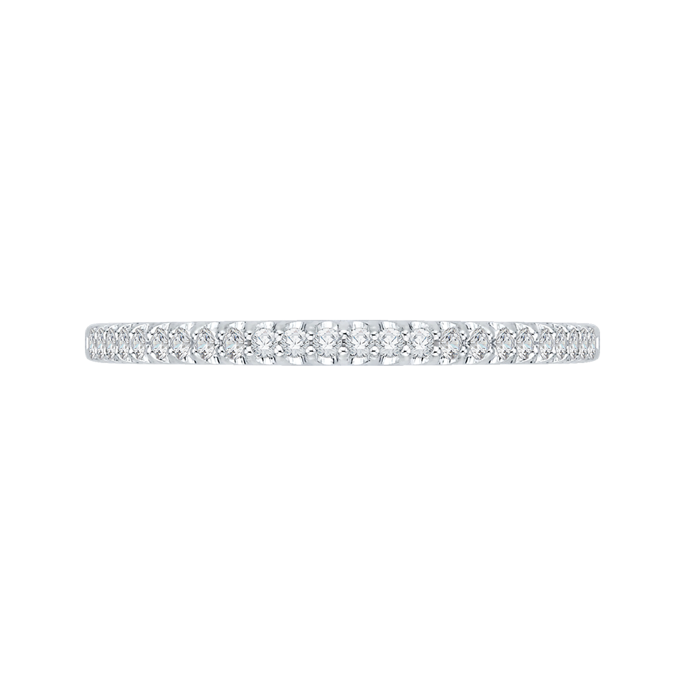 Round Diamond Half-Eternity Wedding Band in 14K White Gold