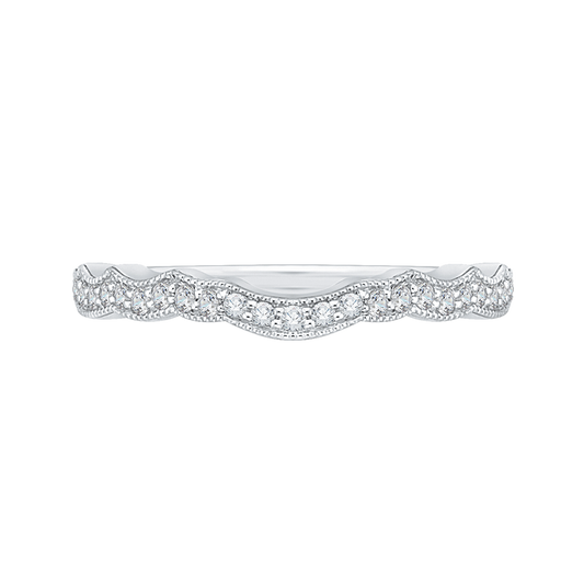 Round Diamond Half-Eternity Wedding Band in 14K White Gold