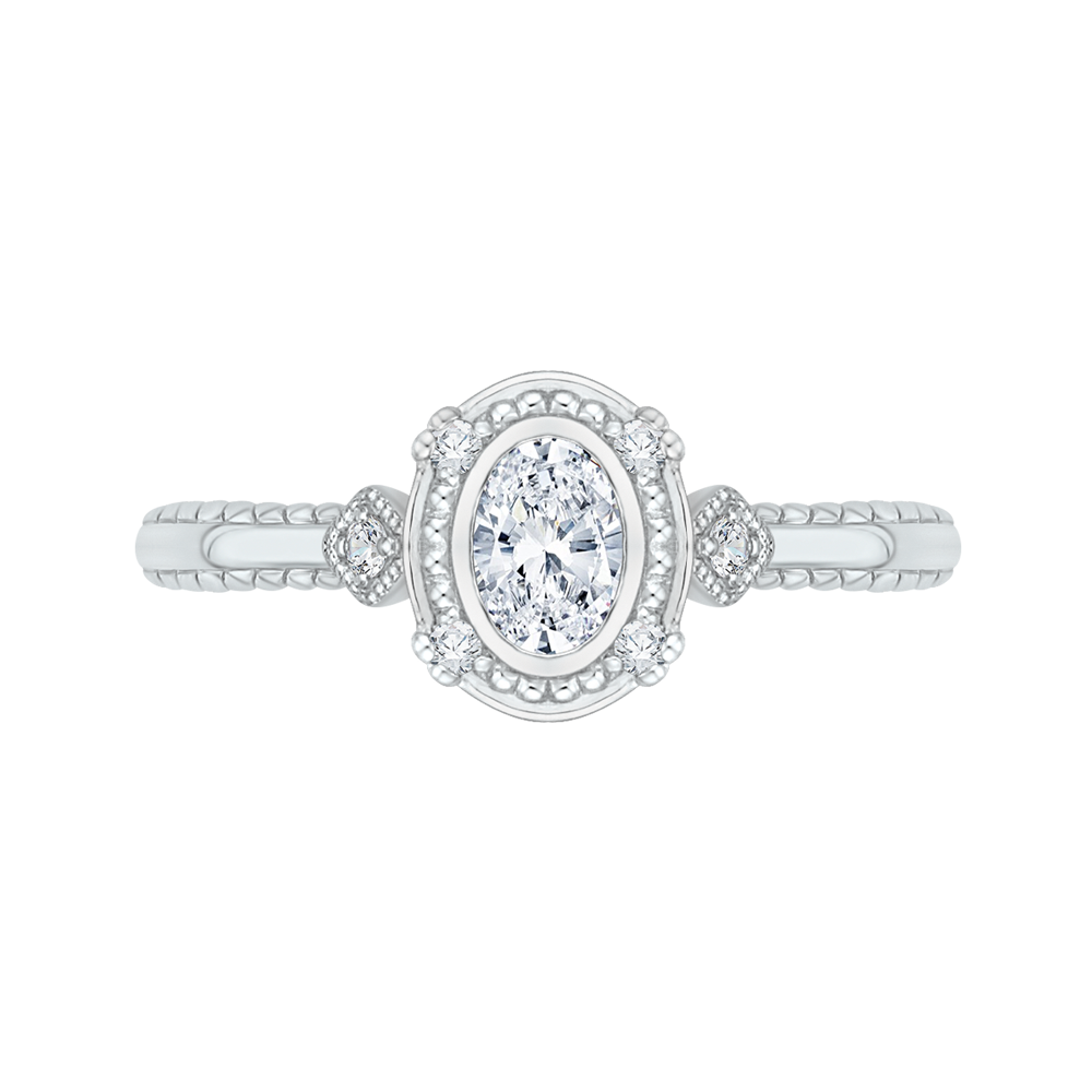 Oval Cut Diamond Engagement Ring in 14K White Gold