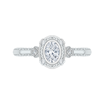 Oval Cut Diamond Engagement Ring in 14K White Gold