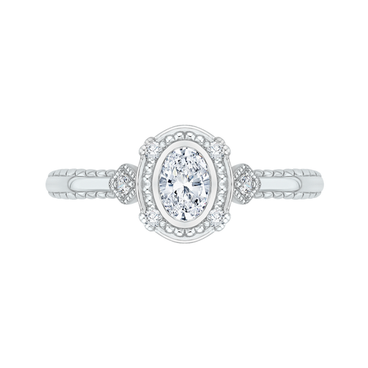 Oval Cut Diamond Engagement Ring in 14K White Gold