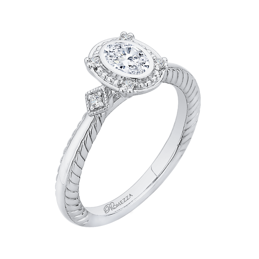 Oval Cut Diamond Engagement Ring in 14K White Gold