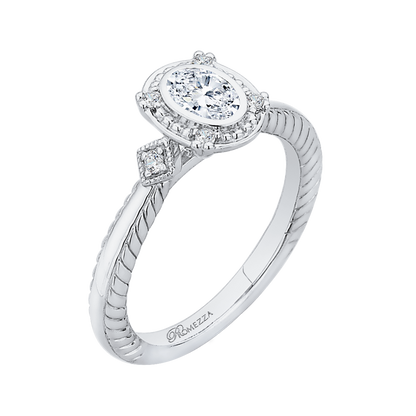 Oval Cut Diamond Engagement Ring in 14K White Gold