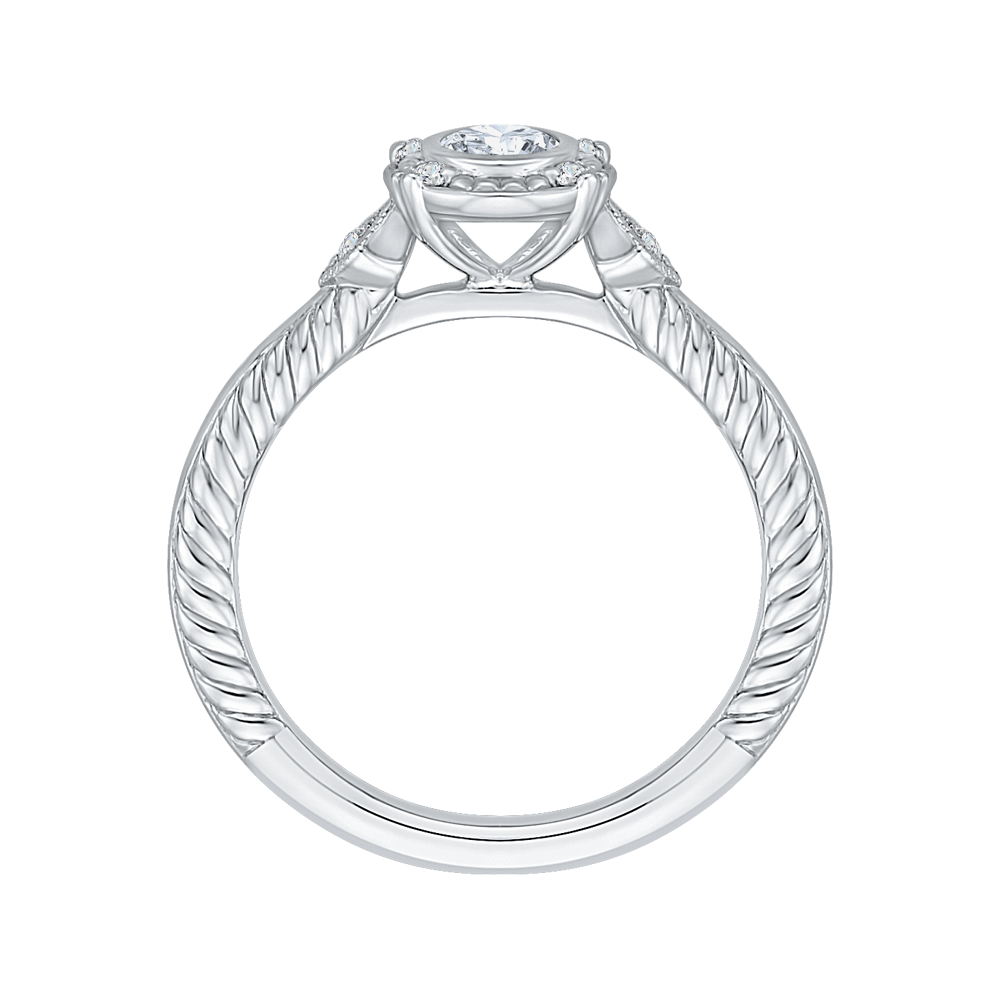 Oval Cut Diamond Engagement Ring in 14K White Gold