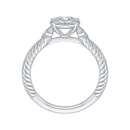 Oval Cut Diamond Engagement Ring in 14K White Gold