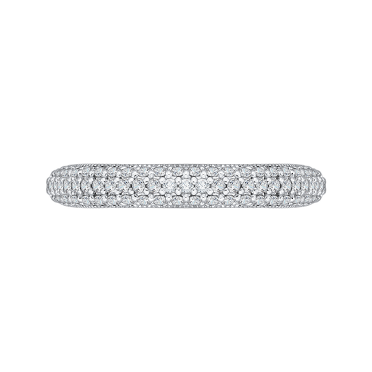 Round Diamond Half-Eternity Wedding Band in 14K White Gold