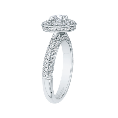 Oval Cut Diamond Double Halo Engagement Ring in 14K White Gold