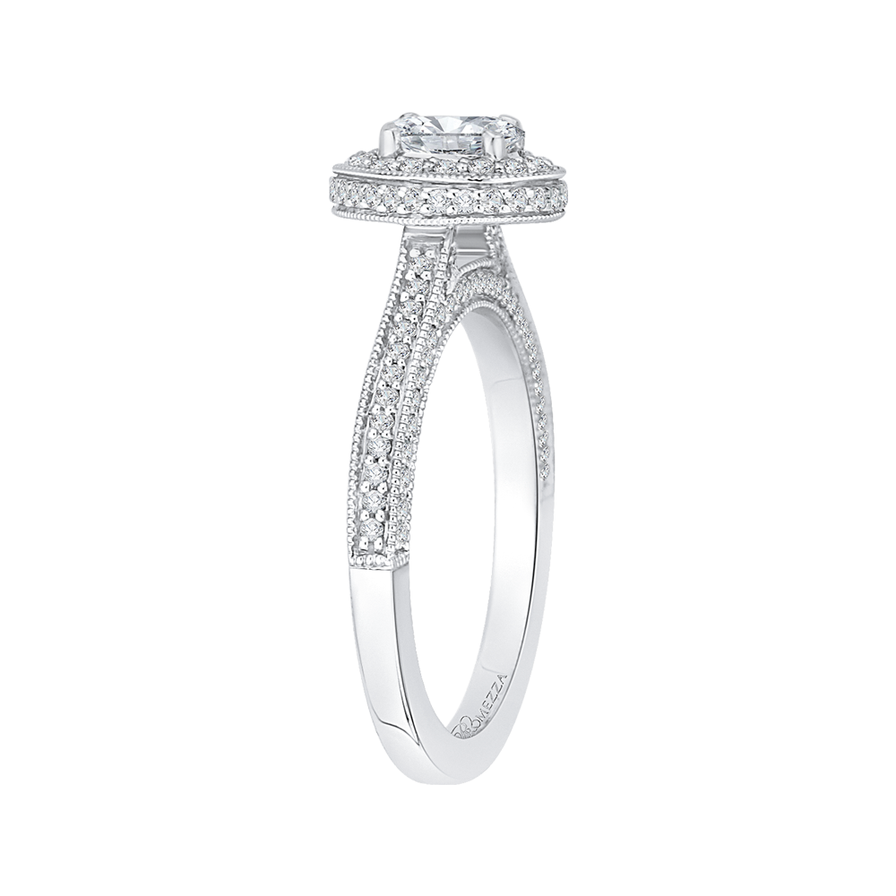 Oval Cut Diamond Halo Engagement Ring in 14K White Gold