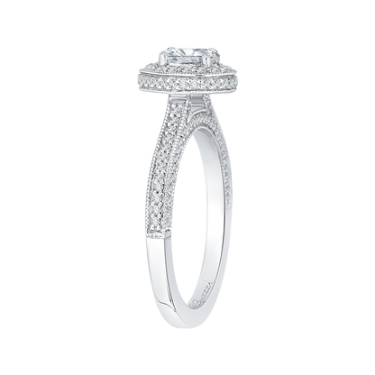 Oval Cut Diamond Halo Engagement Ring in 14K White Gold