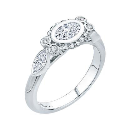 Oval Cut Diamond Engagement Ring in 14K White Gold