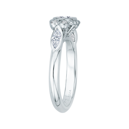 Oval Cut Diamond Engagement Ring in 14K White Gold