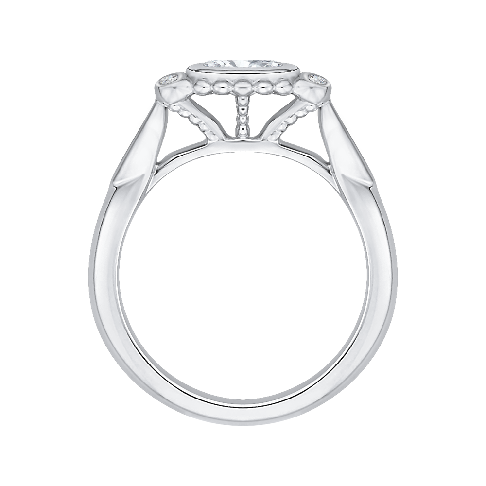 Oval Cut Diamond Engagement Ring in 14K White Gold