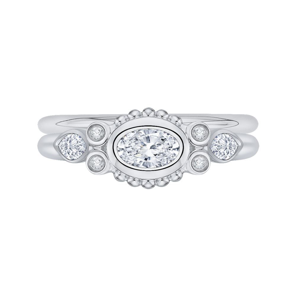 Oval Cut Diamond Engagement Ring in 14K White Gold