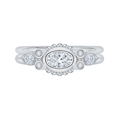 Oval Cut Diamond Engagement Ring in 14K White Gold