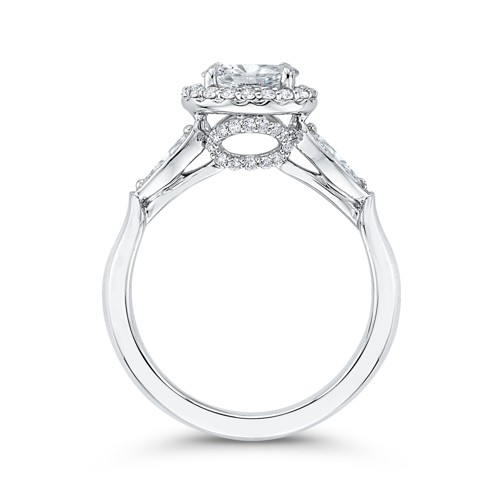 Oval Cut Diamond Halo Engagement Ring in 14K White Gold