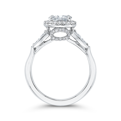 Oval Cut Diamond Halo Engagement Ring in 14K White Gold