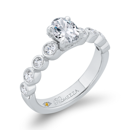 Oval Cut Diamond Engagement Ring in 14K White Gold