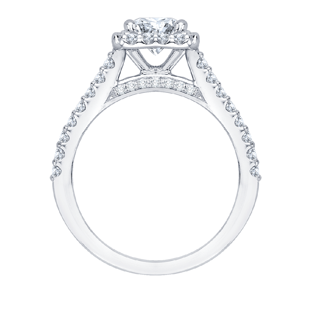 Princess Cut Diamond Halo Engagement Ring in 14K White Gold