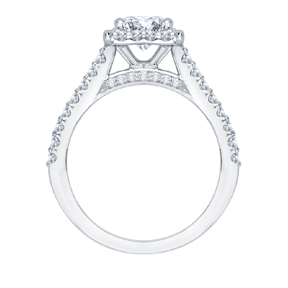 Princess Cut Diamond Halo Engagement Ring in 14K White Gold