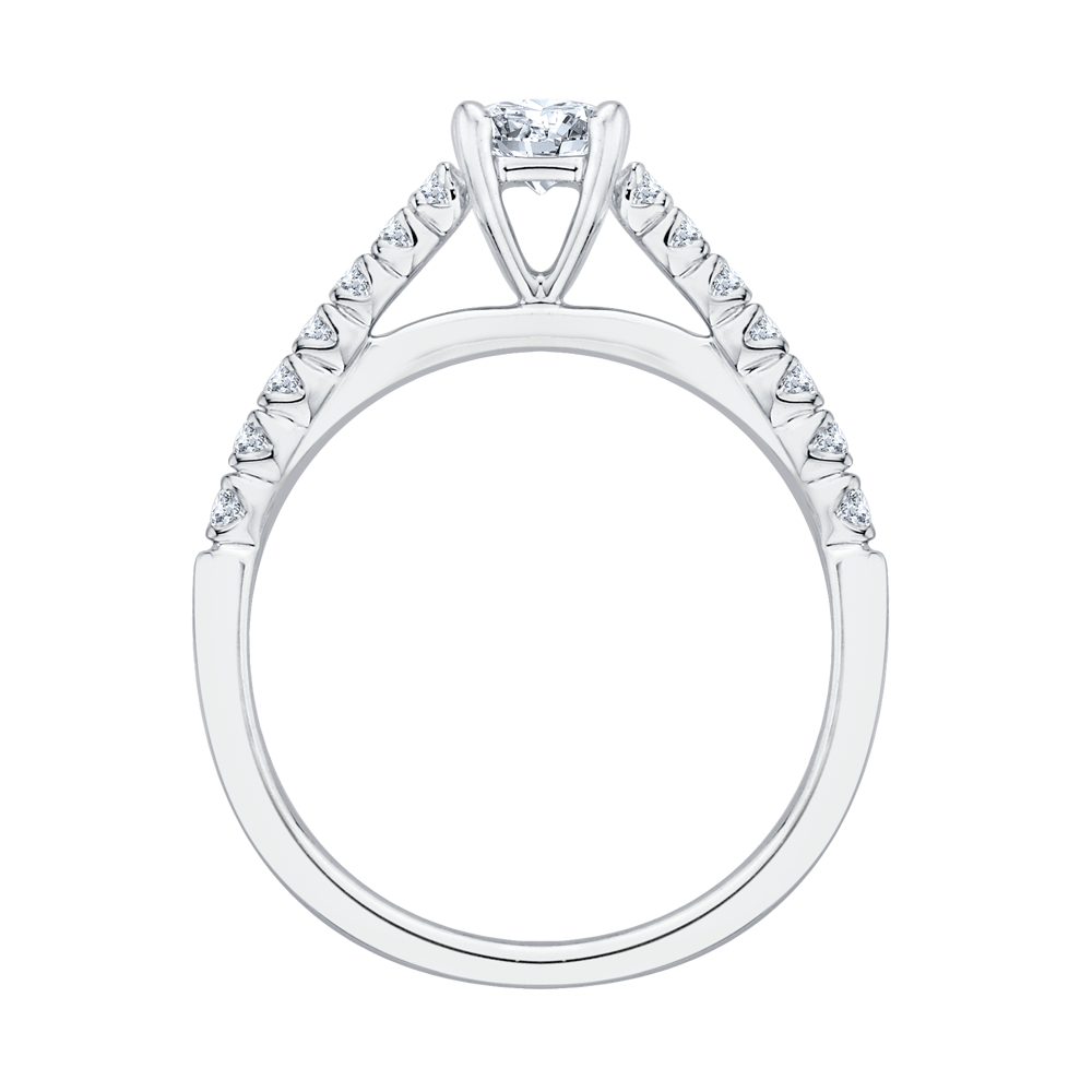 Princess Cut Diamond Cathedral Style Engagement Ring in 14K White Gold