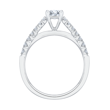 Princess Cut Diamond Cathedral Style Engagement Ring in 14K White Gold