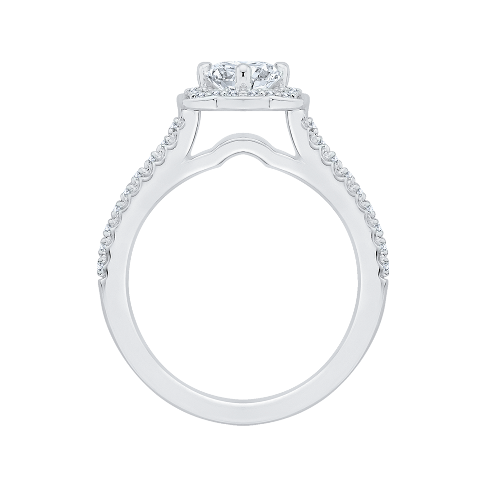 Princess Cut Diamond Halo Vintage Engagement Ring in 14K White Gold