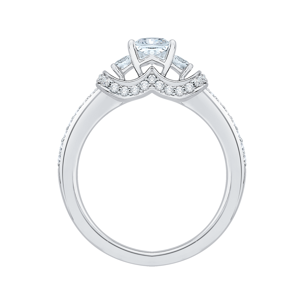 Princess Cut Diamond Three-Stone Engagement Ring in 14K White Gold