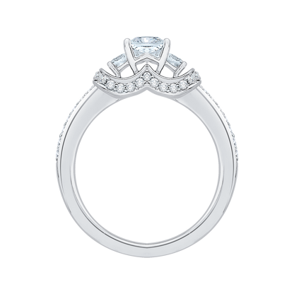 Princess Cut Diamond Three-Stone Engagement Ring in 14K White Gold