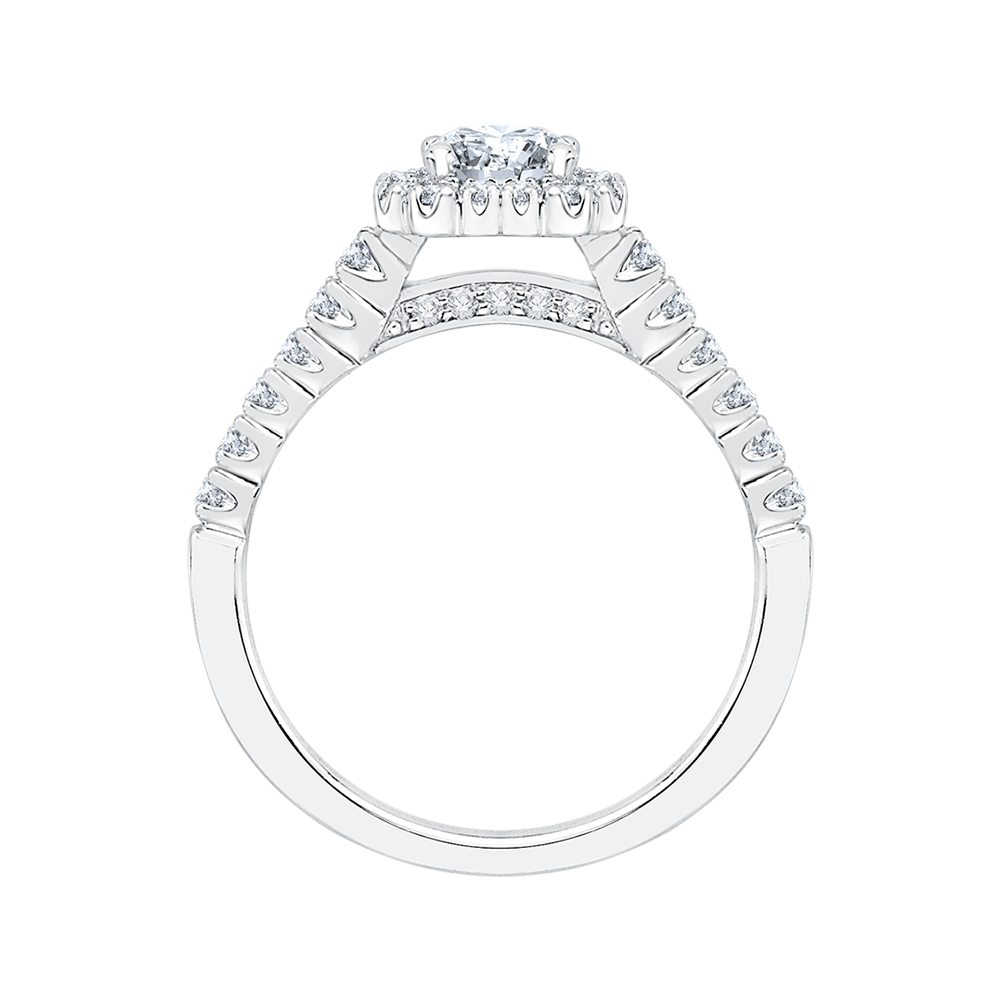 Princess Cut Diamond Halo Engagement Ring in 14K White Gold